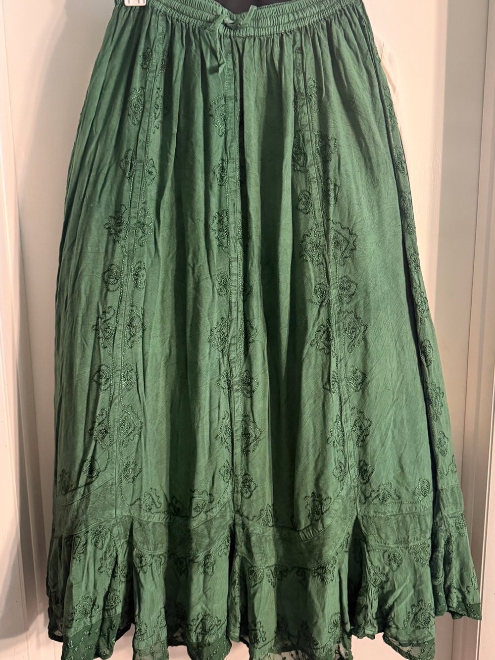Sakkas Green Embroidered Maxi Skirt
